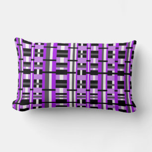 Plaid in Purple, Black & Grey Lumbar Cushion