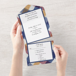 Plaid in Red and Blue All In One Invitation