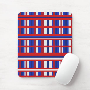 Plaid in Red, White & Blue Mouse Mat