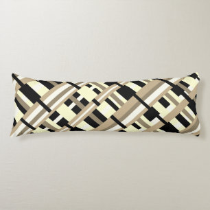 Plaid in Taupe, Tan, Black, White Diagonal Body Cushion