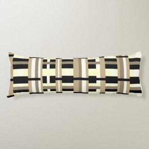 Plaid in Taupe, Tan, Black, White Modern Body Cushion