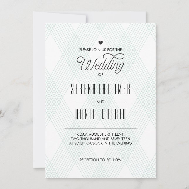 Plaid-ish Modern Wedding Invitations (Front)