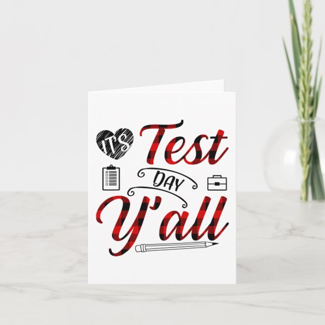 Plaid It's Test Day Yall Teacher Exam Testing  Card (Front)