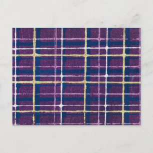 Plaid Japanese Woodcut Textile Postcard