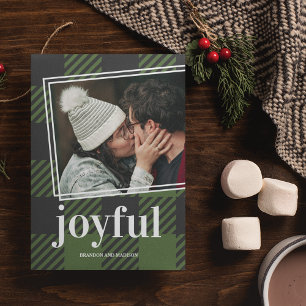 Plaid Joyful Christmas Photo Holiday Card