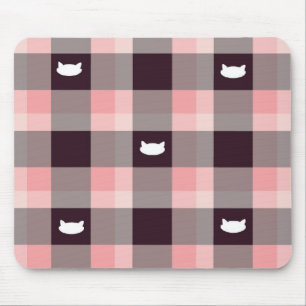 Plaid kitty mouse mat