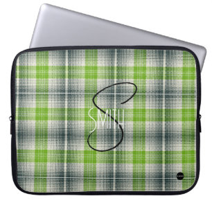 Plaid Laptop Cover with Green and black HAMbyWG