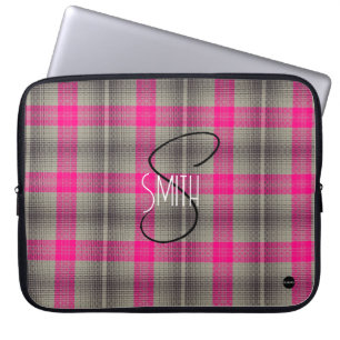 Plaid Laptop Cover with Pink and black HAMbyWG
