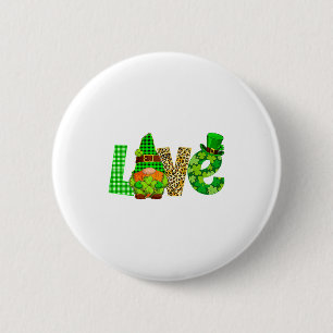Plaid Leopard Love Gnome St Patricks Day Shamrock 6 Cm Round Badge