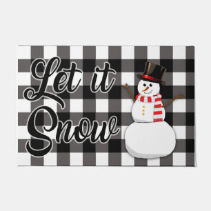 Plaid Let It Snow Snowman Door Mat