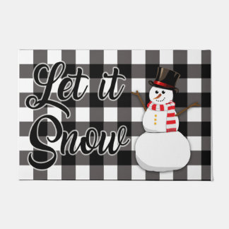 Plaid Let It Snow Snowman Door Mat