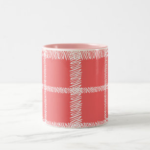 Plaid LtPink Two-Tone Coffee Mug