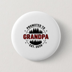 Plaid Lumberjack New Grandpa Promoted To Grandpa E 6 Cm Round Badge