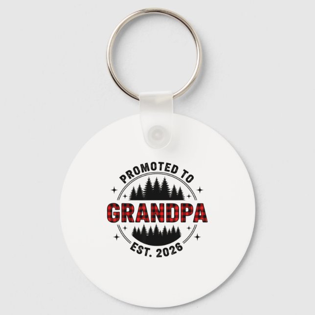 Plaid Lumberjack New Grandpa Promoted To Grandpa E Key Ring (Front)