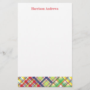 Plaid Madras Personalised Stationery Sheets