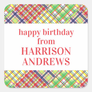 Plaid Madras Personalised Stickers
