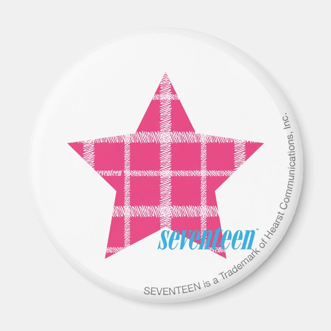 Plaid Magenta 3 Magnet (Front)