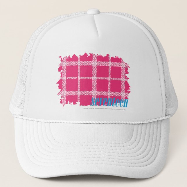 Plaid Magenta 4 Trucker Hat (Front)