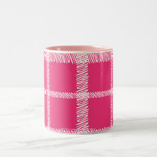 Plaid Magenta Two-Tone Coffee Mug