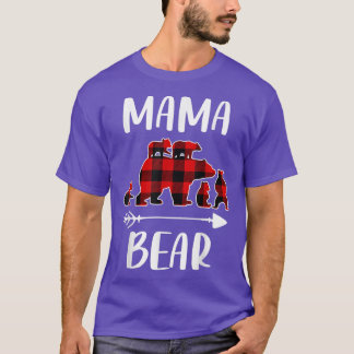 Plaid Matching Family Outfits, Funny Mama Bear Fiv T-Shirt