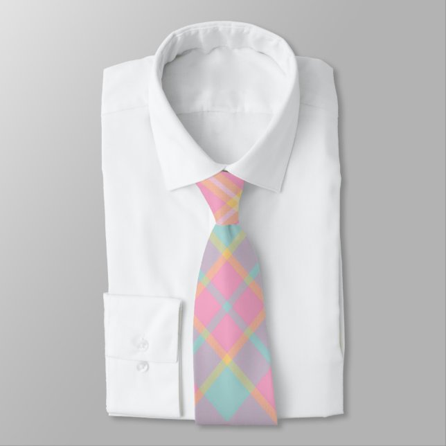 Plaid Men's Tie - Multi Spring Colours {S2D16} (Tied)
