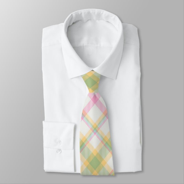 Plaid Men's Tie - Multi Spring Colours {S2D18} (Tied)