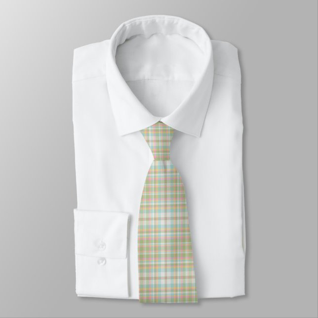 Plaid Men's Tie - Spring Colours {S2D2} (Tied)
