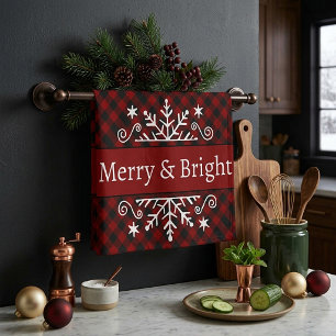 Plaid Merry & Bright snowflake Tea Towel