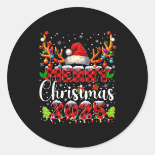 Plaid Merry Christmas 2025 Xmas Family Matching Pa Classic Round Sticker