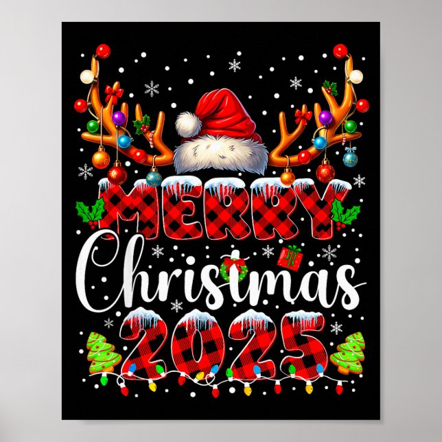 Plaid Merry Christmas 2025 Xmas Family Matching Pa Poster (Front)