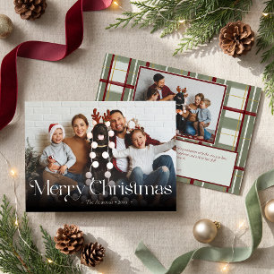 Plaid Merry Christmas Family Photo Holiday Card
