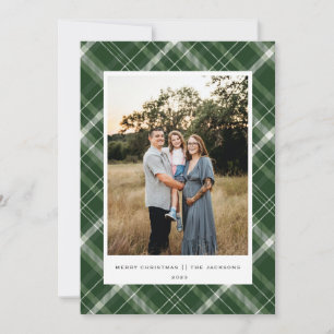 Plaid Merry Christmas Green Holiday Card