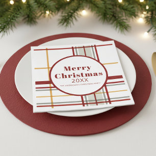 Plaid Merry Christmas Holiday Party Paper Plate Napkin