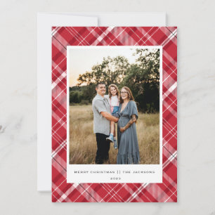 Plaid Merry Christmas Red Holiday Card