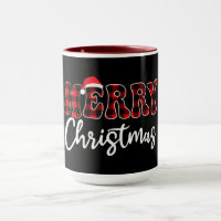 Plaid MERRY Design with Santa Hat 