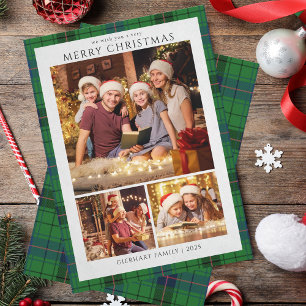 Plaid Modern Christmas Photos Tartan Rustic Holiday Card