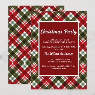 Plaid Modern legant Christmas Party Invitation