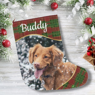 Plaid Modern Personalised Pet Christmas Stocking