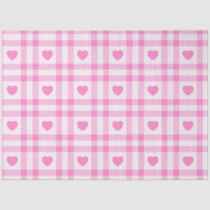 Plaid Modern Pink Heart Collection Tissue Paper