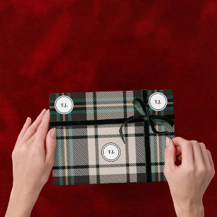 Plaid Monogram Classic Christmas Wrapping Paper
