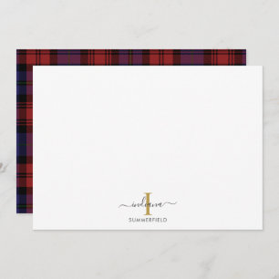 Plaid Monogram Initial Name Holiday Rustic Tartan  Card