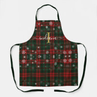 Plaid Monogram Script Snowflakes Tartan Custom