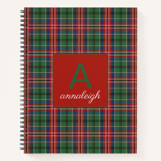Plaid Monogrammed Initial Clan MacCulloch Tartan Notebook (Front)