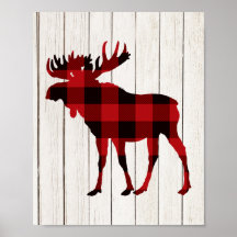 Plaid Moose Art Christmas Decor Lumberjack Party