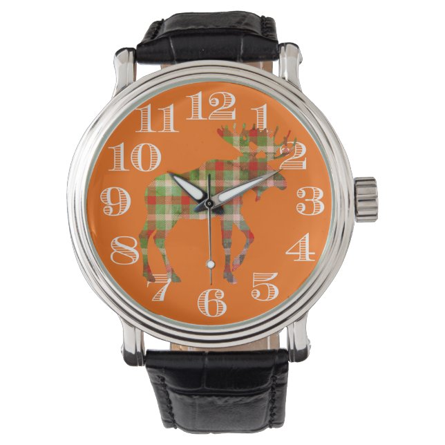 Plaid Moose Watch by Leslie Harlow (Front)
