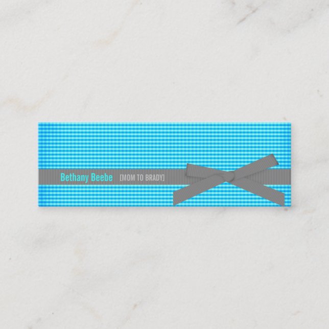 Plaid Mummy Calling Cards (Teal) (Front)