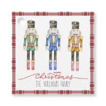 Plaid Nutcracker Holiday Square Gift Tags