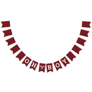 Plaid Oh Boy Baby Shower Bunting Banner