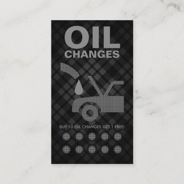 plaid oil changes punch card (Front)