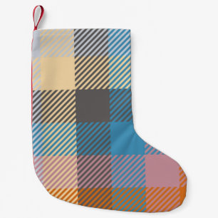 Plaid or tartan vintage abstract, home decor, back small christmas stocking
